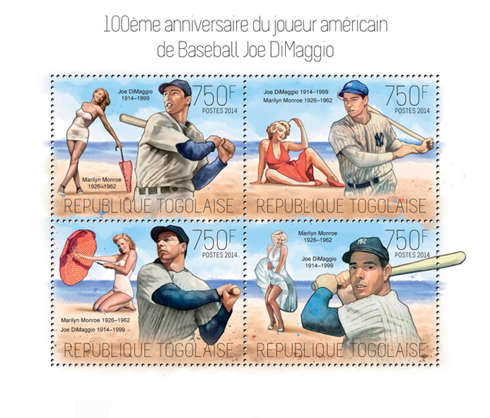 Joe DiMaggio - Issue of Togo postage stamps