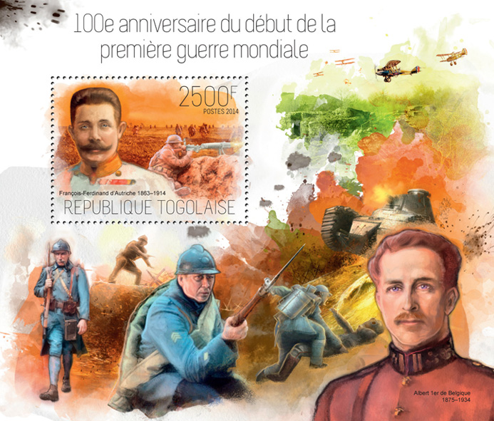 World War I - Issue of Togo postage stamps