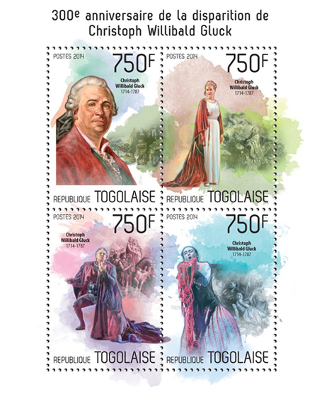 Christoph Willibald Gluck - Issue of Togo postage stamps