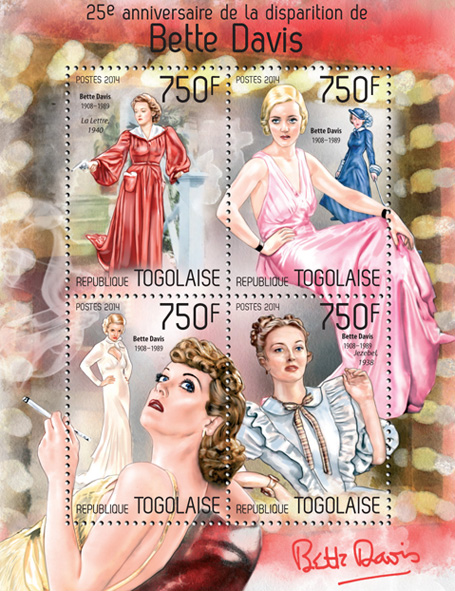 Bette Davis - Issue of Togo postage stamps