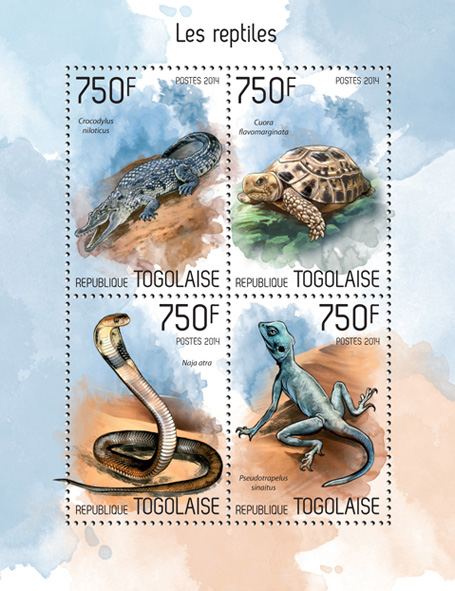 Reptiles - Issue of Togo postage stamps
