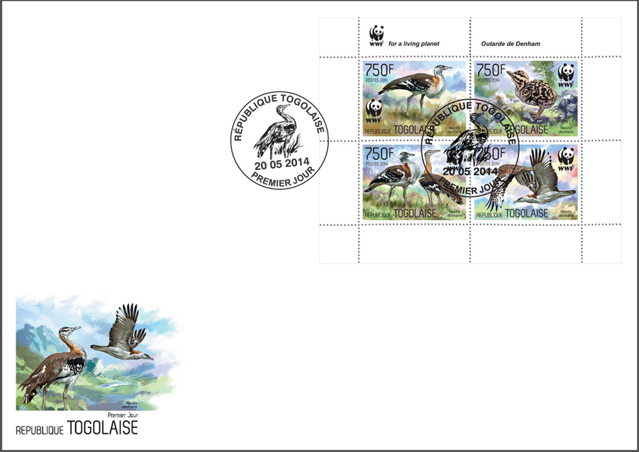 WWF – Birds (FDC) - Issue of Togo postage stamps