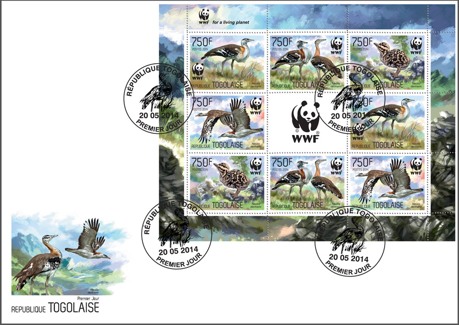 WWF – Birds (FDC) - Issue of Togo postage stamps