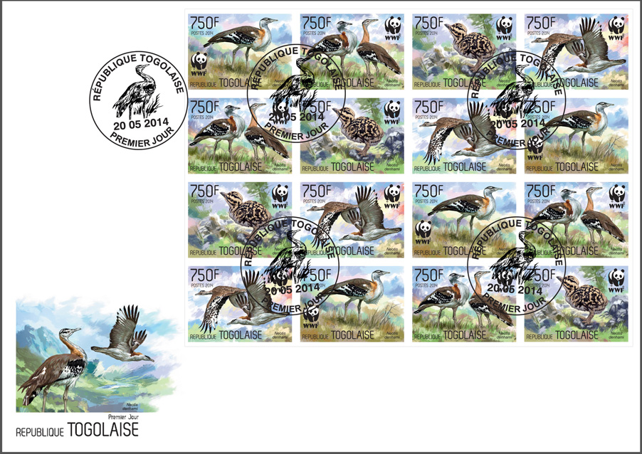 WWF – Birds (FDC imperf.) - Issue of Togo postage stamps