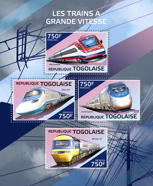 Speed trains  - Issue of Togo postage stamps