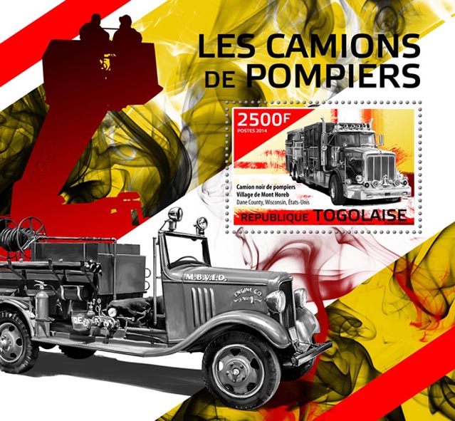 Fire trucks - Issue of Togo postage stamps