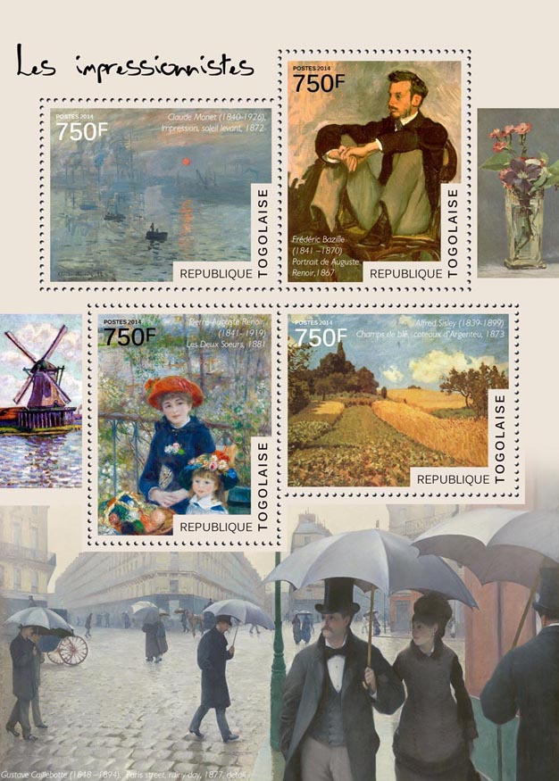 The Impressionists - Issue of Togo postage stamps