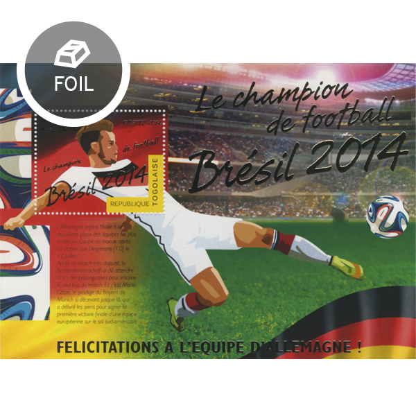 Football winners 2014 Brazil - Issue of Togo postage stamps