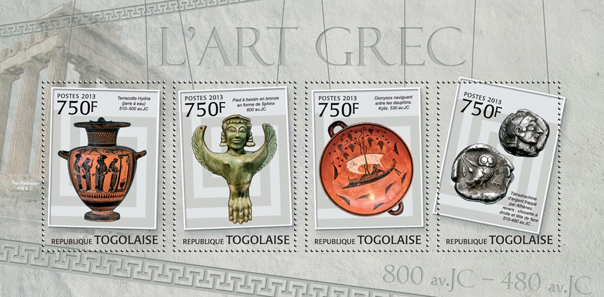 Greek Art - Issue of Togo postage stamps