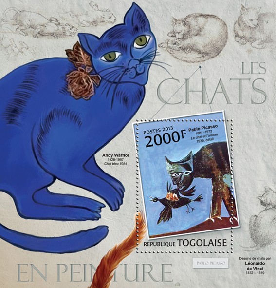 Cats in Painting - Issue of Togo postage stamps