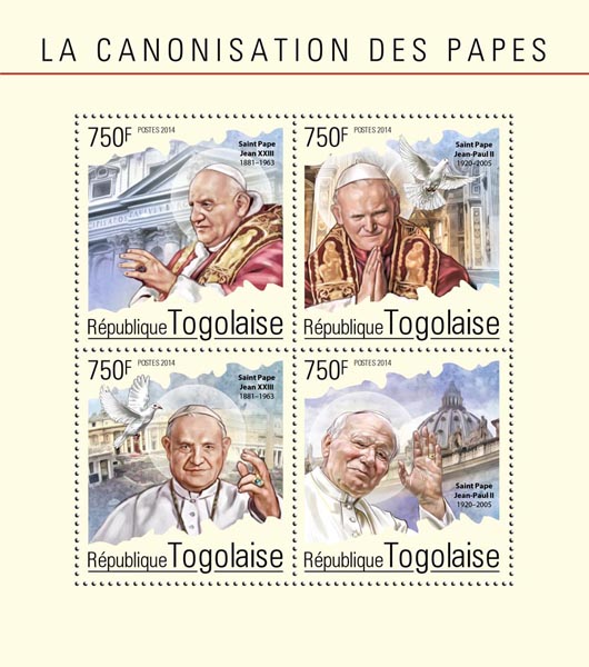 Pope John Paul II - Issue of Togo postage stamps