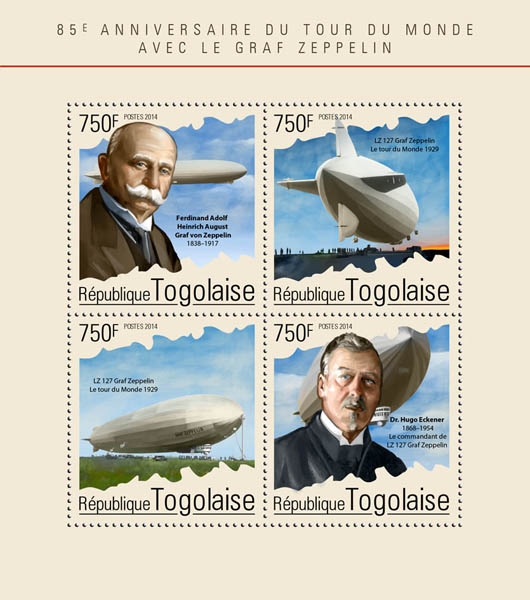 Graf Zeppelin - Issue of Togo postage stamps