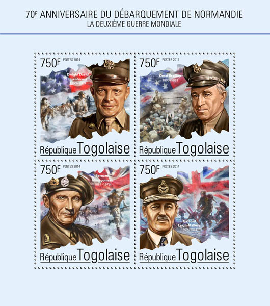 Second World War - Issue of Togo postage stamps