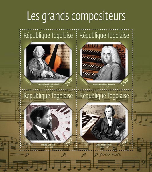 The great composers - Issue of Togo postage stamps