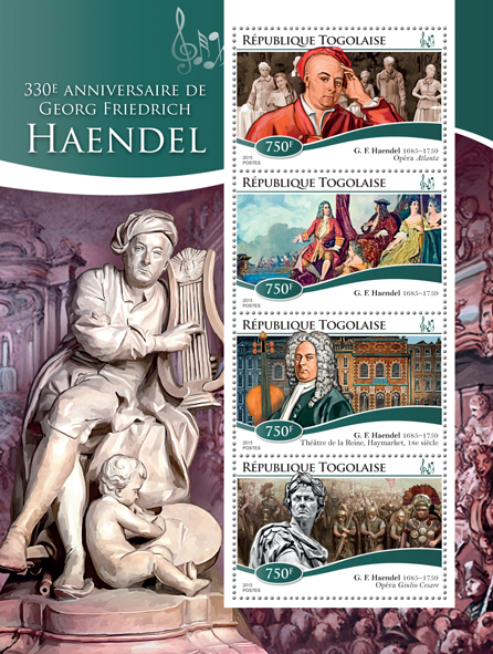 Georg Friedrich Händel  - Issue of Togo postage stamps