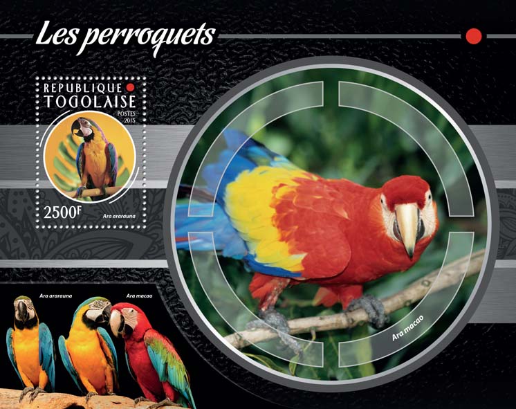 Parrots - Issue of Togo postage stamps