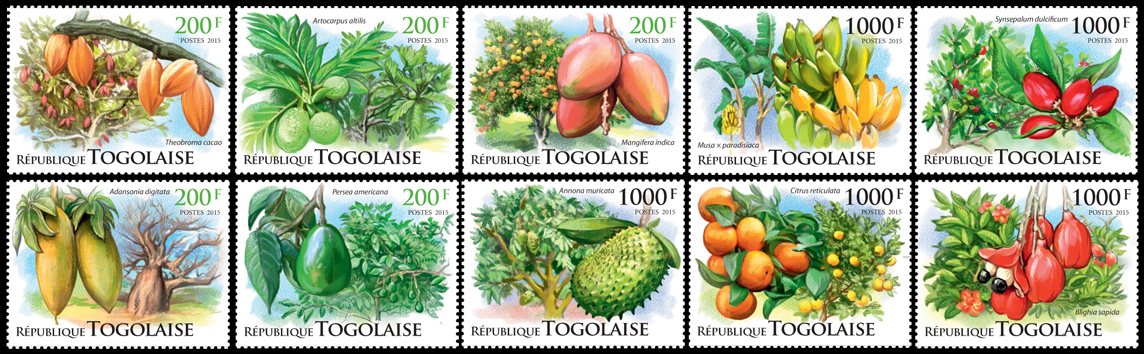 Fruits and Trees - Issue of Togo postage stamps
