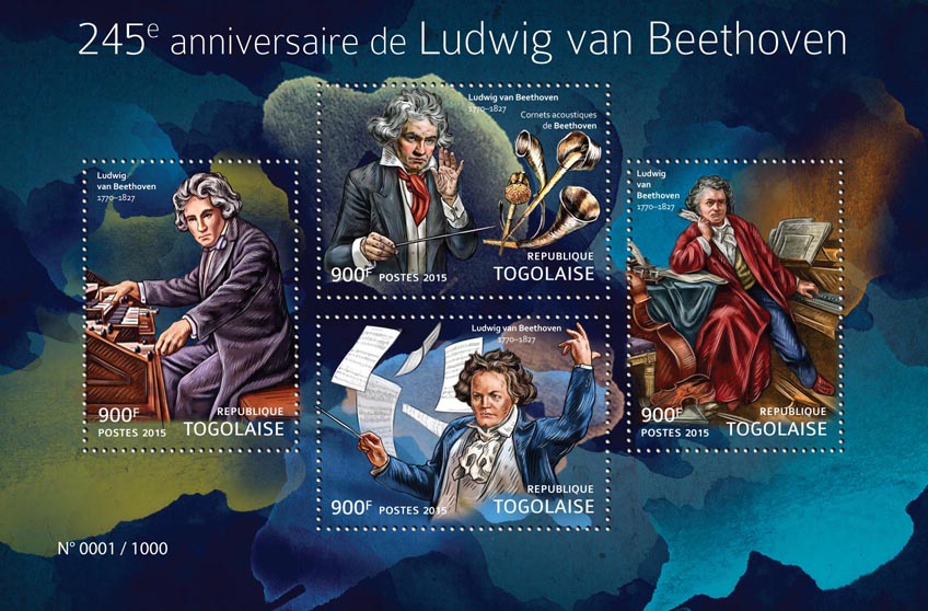 Ludwig van Beethoven - Issue of Togo postage stamps