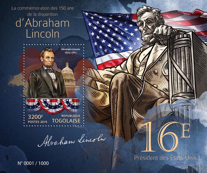 Abraham Lincoln - Issue of Togo postage stamps