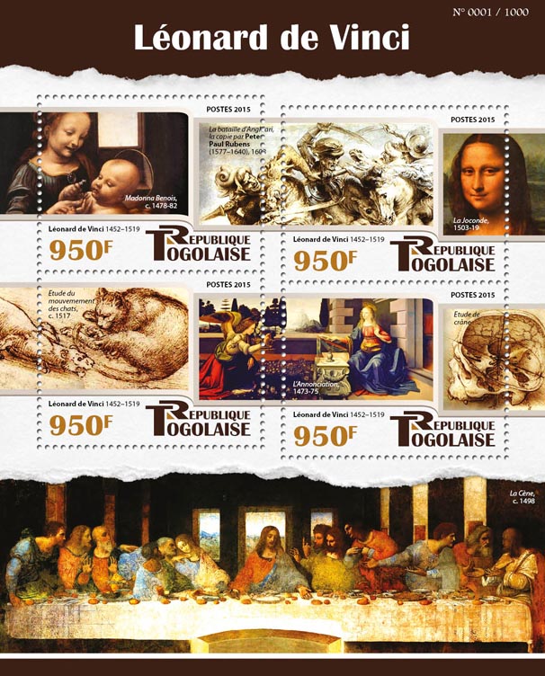 Leonardo da Vinci - Issue of Togo postage stamps