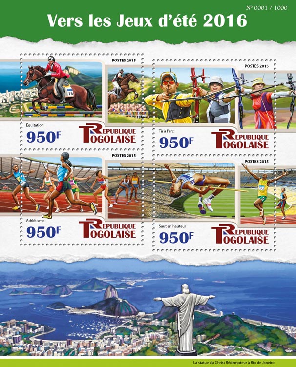 Summer games 2016 - Issue of Togo postage stamps