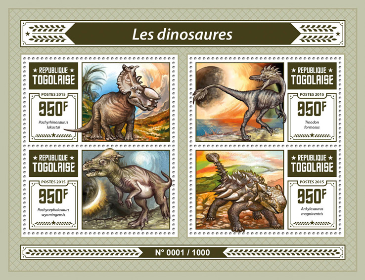 Dinosaurs - Issue of Togo postage stamps