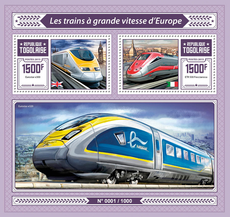 Trains - Issue of Togo postage stamps