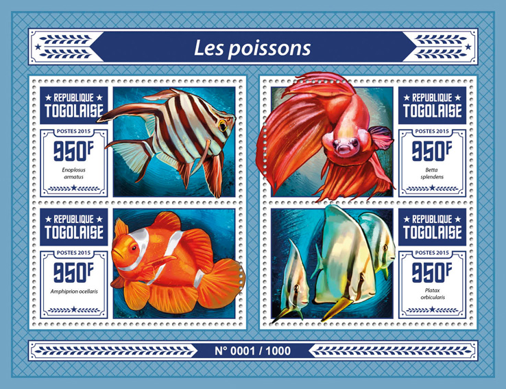 Fishes - Issue of Togo postage stamps