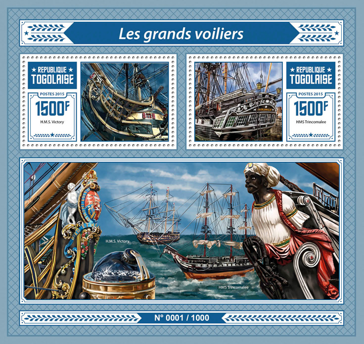 Sailing ships - Issue of Togo postage stamps