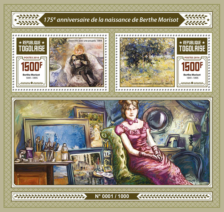 Berthe Morisot - Issue of Togo postage stamps