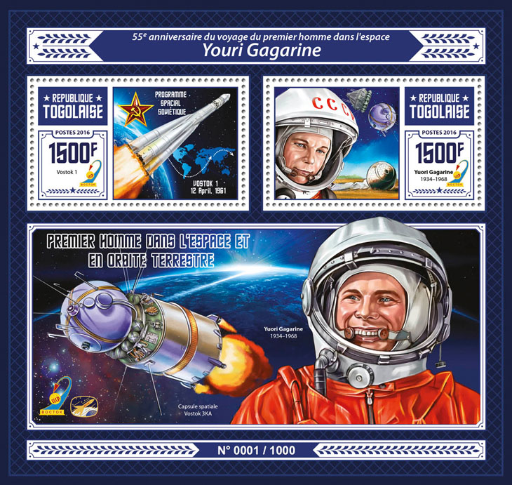 Yuri Gagarin - Issue of Togo postage stamps