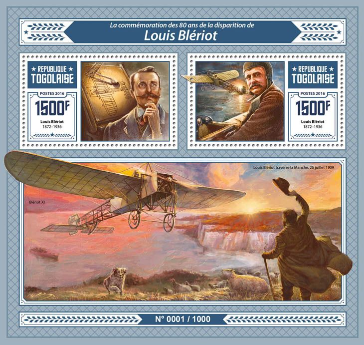 Louis Bleriot - Issue of Togo postage stamps