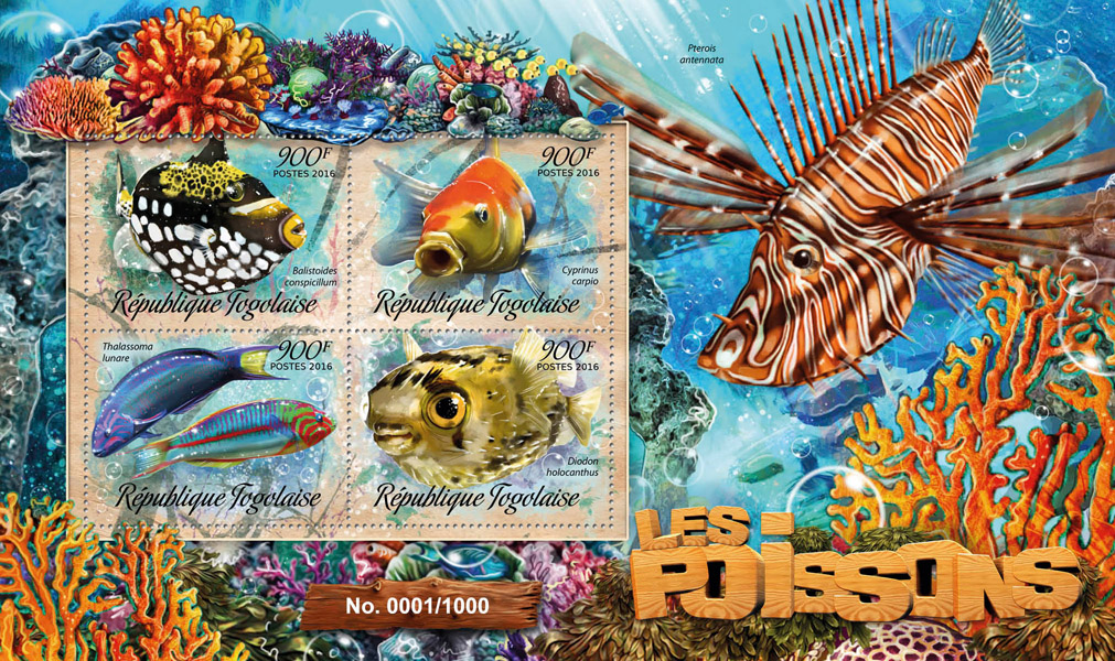 Fish - Issue of Togo postage stamps