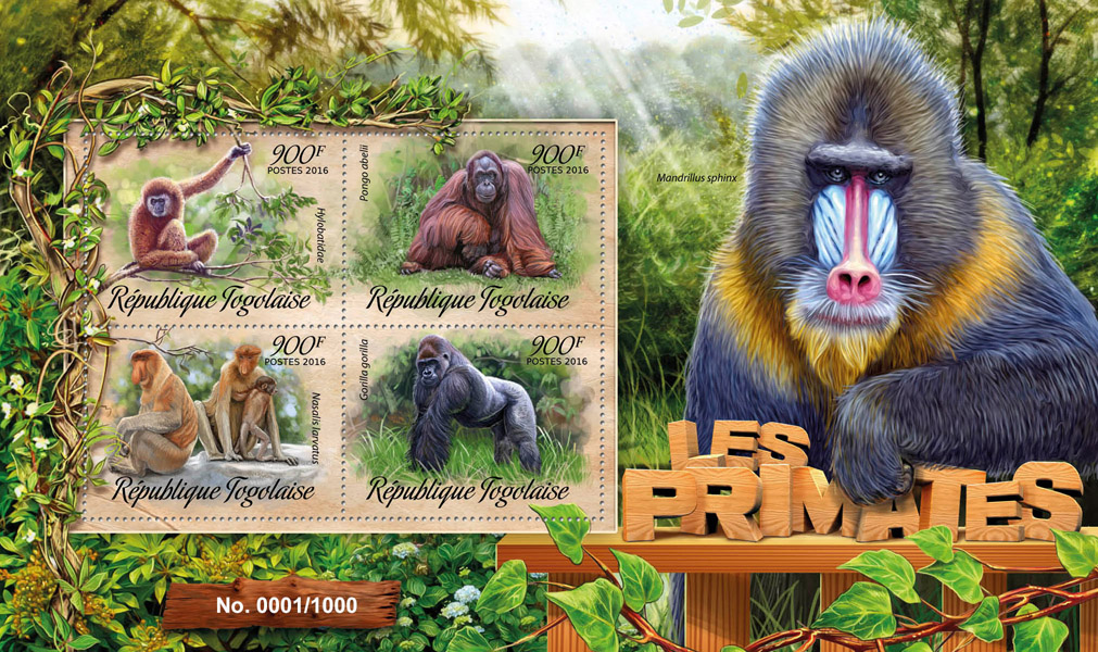 Primates - Issue of Togo postage stamps
