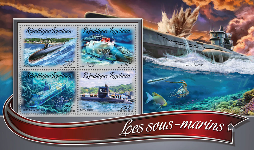 Submarines - Issue of Togo postage stamps