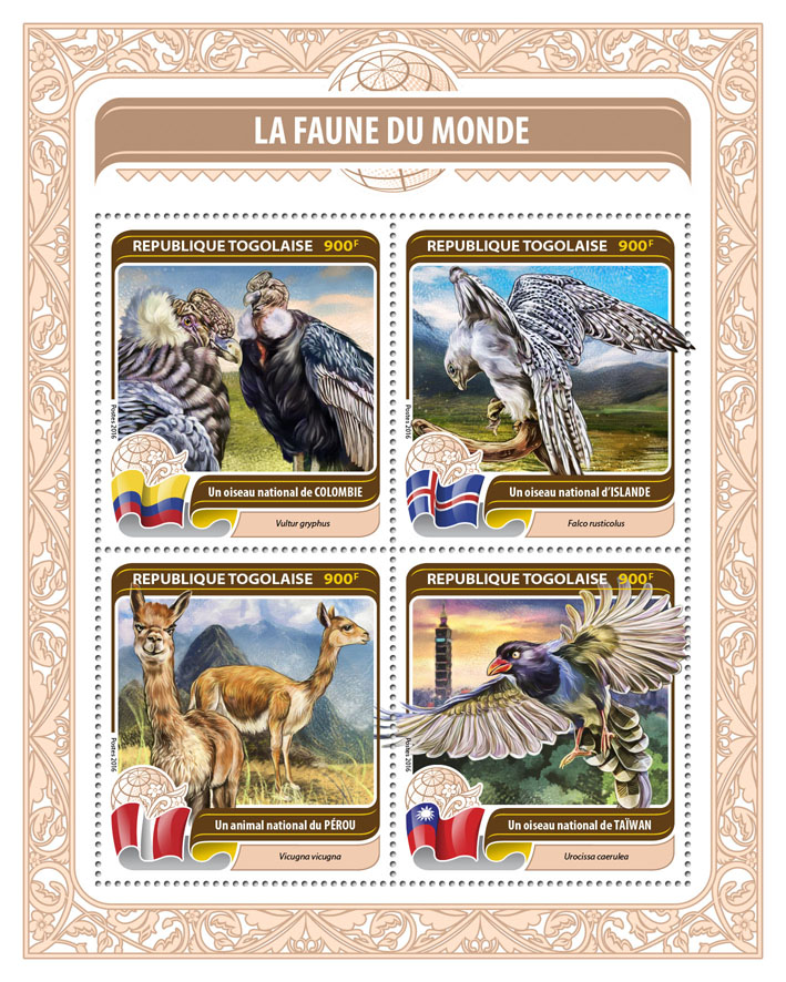 Fauna of the World - Issue of Togo postage stamps