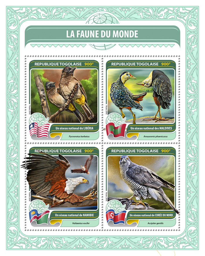 Fauna of the World - Issue of Togo postage stamps