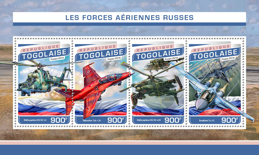 Russian air forces - Issue of Togo postage stamps