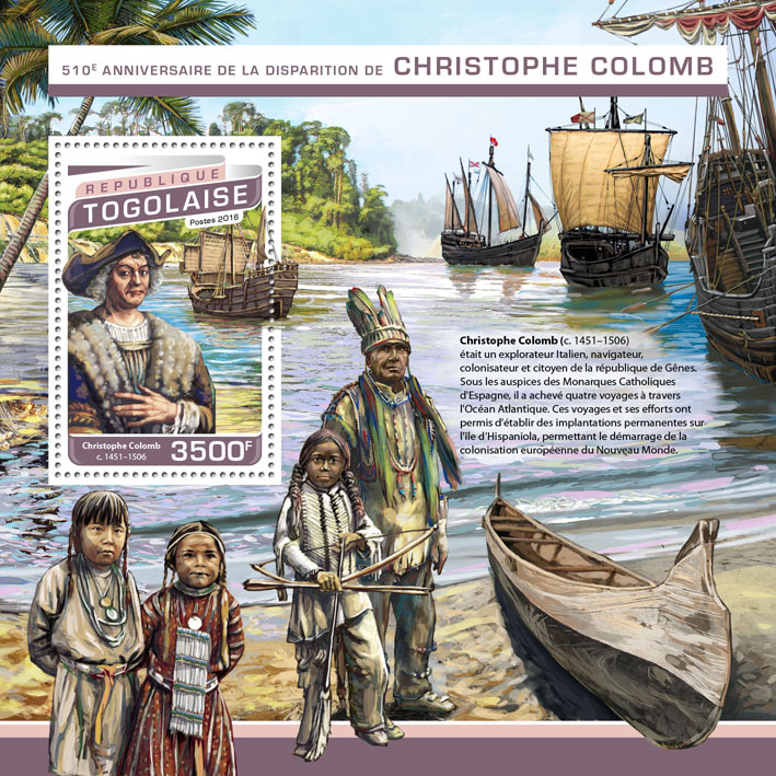 Cristopher Columbus - Issue of Togo postage stamps