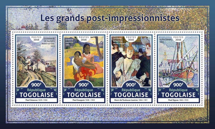 Great Post-Impressionists - Issue of Togo postage stamps