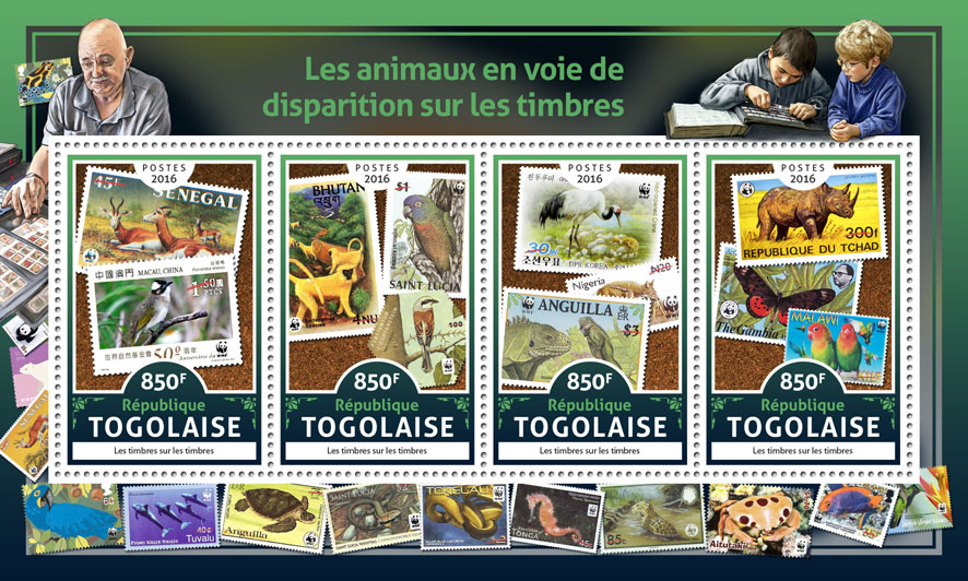 Endangered animals - Issue of Togo postage stamps