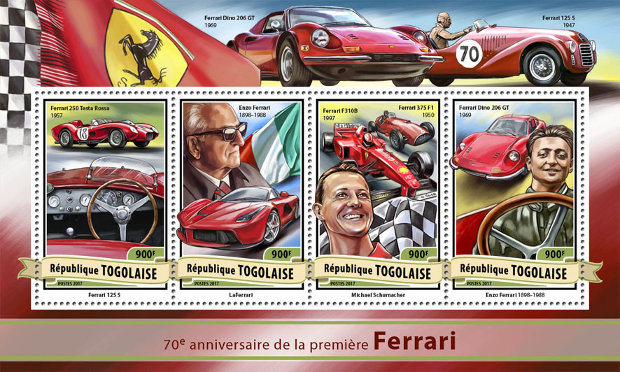 Ferrari - Issue of Togo postage stamps
