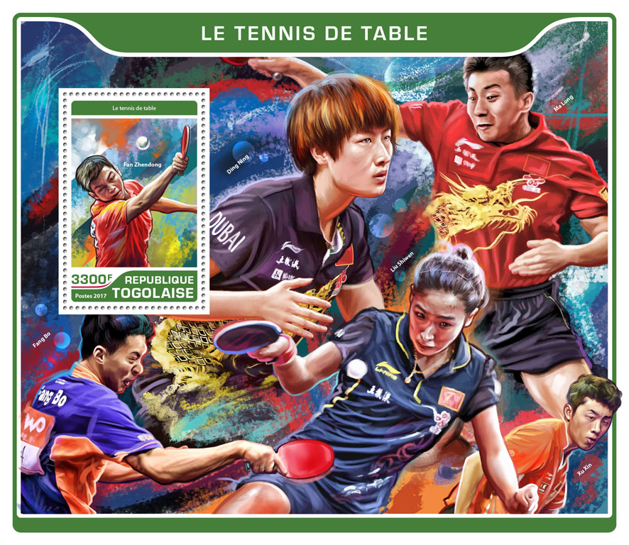 Table tennis - Issue of Togo postage stamps