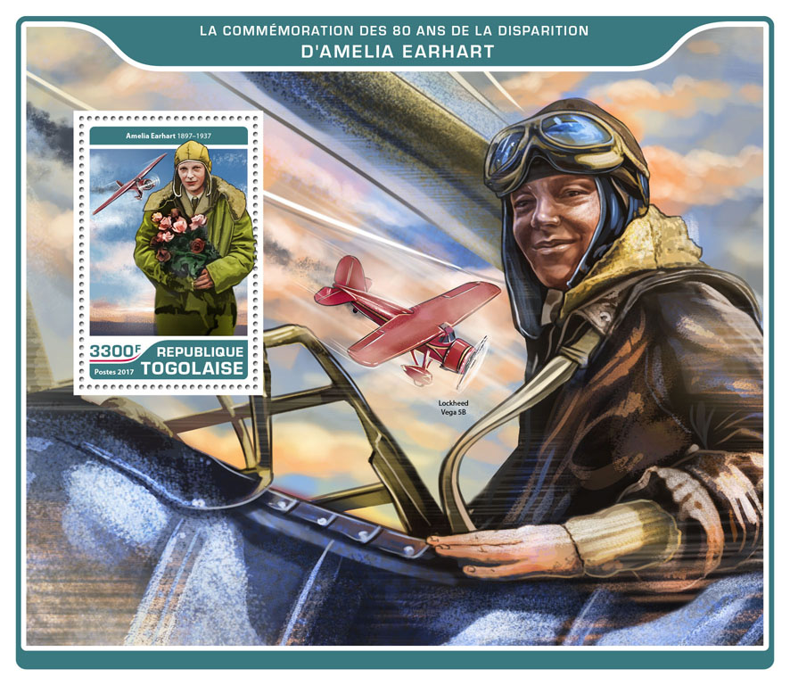 Amelia Earhart - Issue of Togo postage stamps