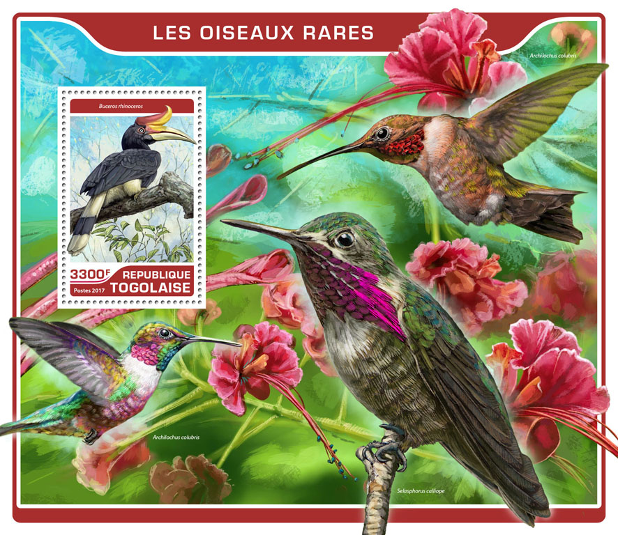 Rare birds - Issue of Togo postage stamps