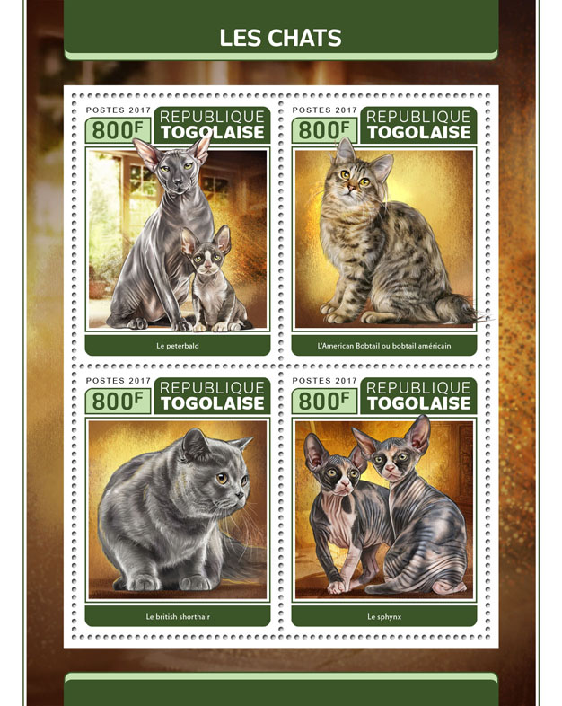 Cats - Issue of Togo postage stamps