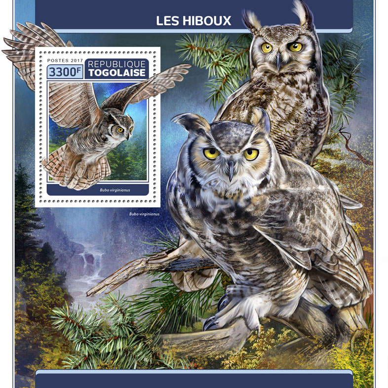 Owls - Issue of Togo postage stamps