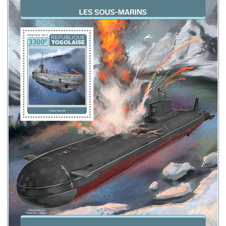 Submarines - Issue of Togo postage stamps