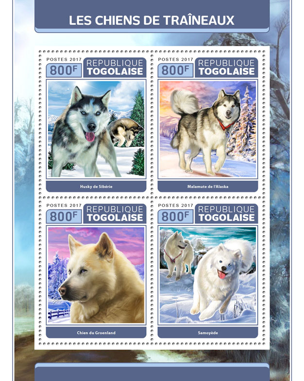 Sledge dogs - Issue of Togo postage stamps