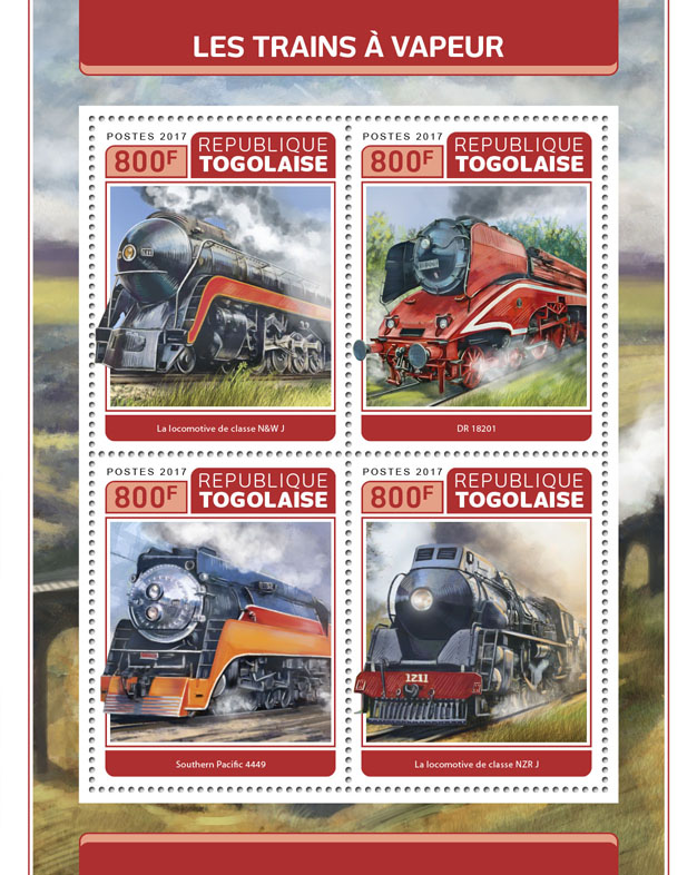 Steam trains - Issue of Togo postage stamps